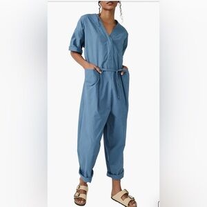 Free People‎ Feels So Right Cotton Jumpsuit-Size XS